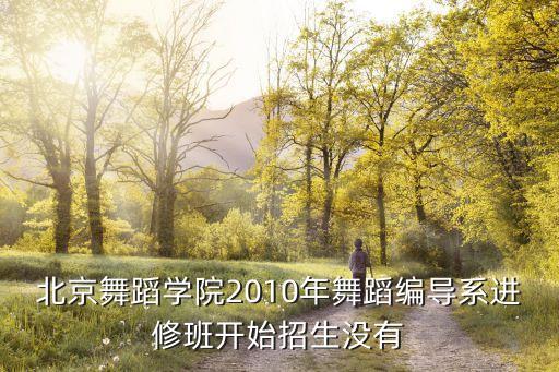 北京舞蹈学院2010年舞蹈编导系进修班开始招生没有