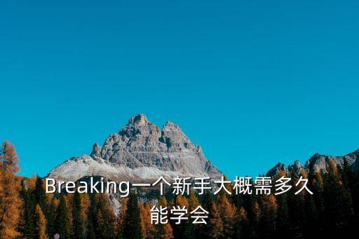 Breaking一个新手大概需多久能学会