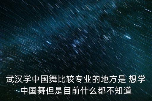 武汉学中国舞比较专业的地方是 想学中国舞但是目前什么都不知道