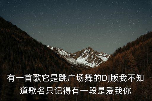 有一首歌它是跳广场舞的DJ版我不知道歌名只记得有一段是爱我你