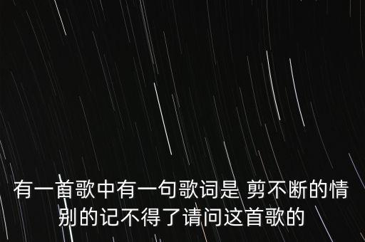 有一首歌中有一句歌词是 剪不断的情别的记不得了请问这首歌的