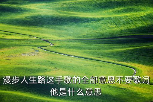 鬼步人生路是什么意思，漫步人生路这手歌的全部意思不要歌词他是什么意思