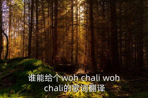 谁能给个woh chali woh chali的歌词翻译