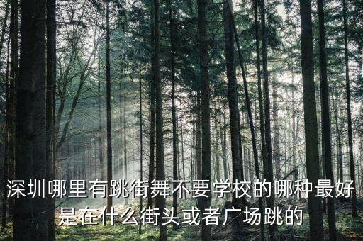深圳哪里有跳街舞不要学校的哪种最好是在什么街头或者广场跳的