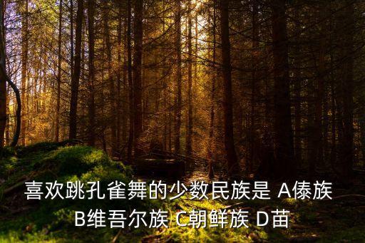 喜欢跳孔雀舞的少数民族是 A傣族 B维吾尔族 C朝鲜族 D苗
