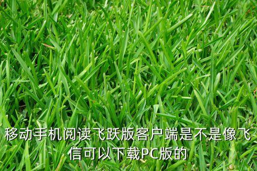 移动手机阅读飞跃版客户端是不是像飞信可以下载PC版的