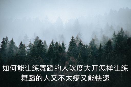 如何能让练舞蹈的人软度大开怎样让练舞蹈的人又不太疼又能快速