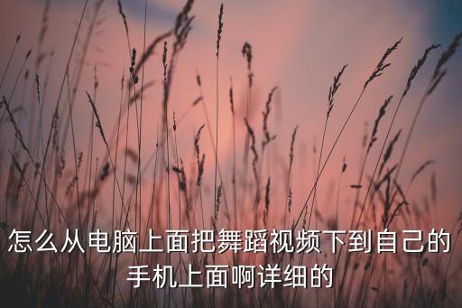 怎么从电脑上面把舞蹈视频下到自己的手机上面啊详细的