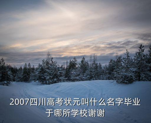 2007四川高考状元叫什么名字毕业于哪所学校谢谢