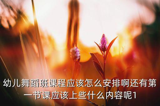 幼儿舞蹈班课程应该怎么安排啊还有第一节课应该上些什么内容呢1